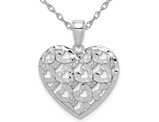 14K White Gold Heart Pattern Pendant Necklace with Chain